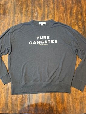 Pure Barre Black 'PURE GANGSTER' Crewneck light weight pullover